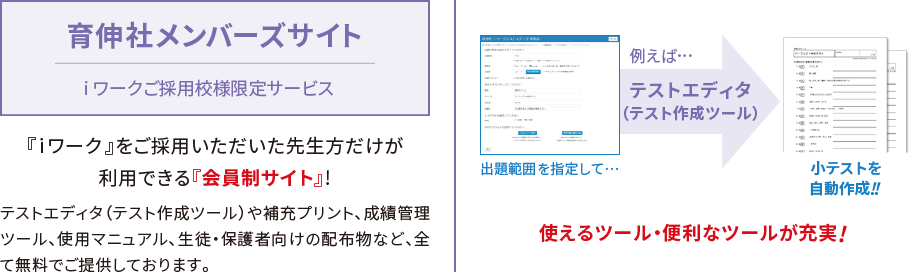 育伸社メンバーズサイト｜iワークと仲間たち｜学習塾や学校向けの教材出版会社「育伸社」