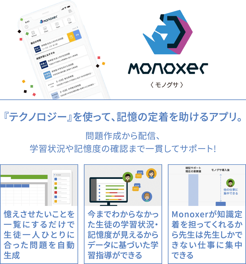 MONOXER｜iワークと仲間たち｜学習塾や学校向けの教材出版会社「育伸社」